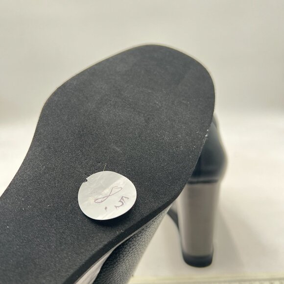 YDN Black Strappy Pumps Square Closed Toe Slip On Loafers Wedge High Heels Shoe - Picture 6 of 8